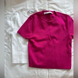 White and pink Zara baby tees